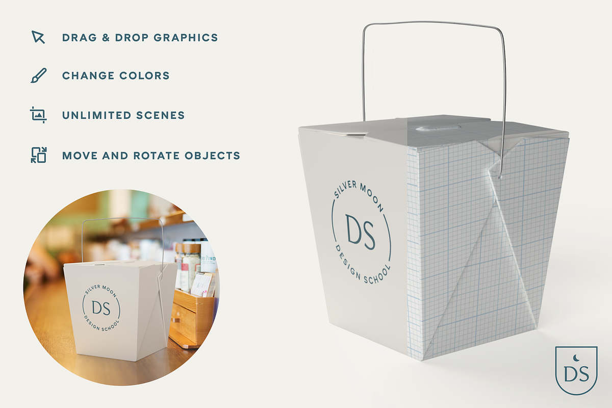 3D Takeout Container Mockup, a Packaging Mockup by Silver Moon Design School (Photo 2 of 3)