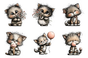 Whimsical Kitten Clipart Bundle, an Illustration by SinaCreation (Thumbnail 2 of 7)