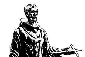 Saint holding cross isolated sculpture graphic, a Person Illustration by DanFLCreativo
