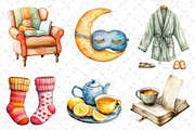 Watercolor Cozy Evening Clipart, an Illustration by Dream Creation (Thumbnail 2 of 6)