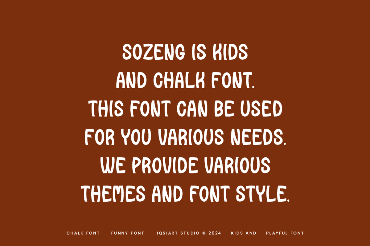 Sozeng - Funny & Kids Font, a Sans Serif Font by Iqsiart Studio (Photo 4 of 6)