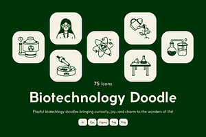 Biotechnology Doodle Icon Set, an Outline Icon by Vectors Market