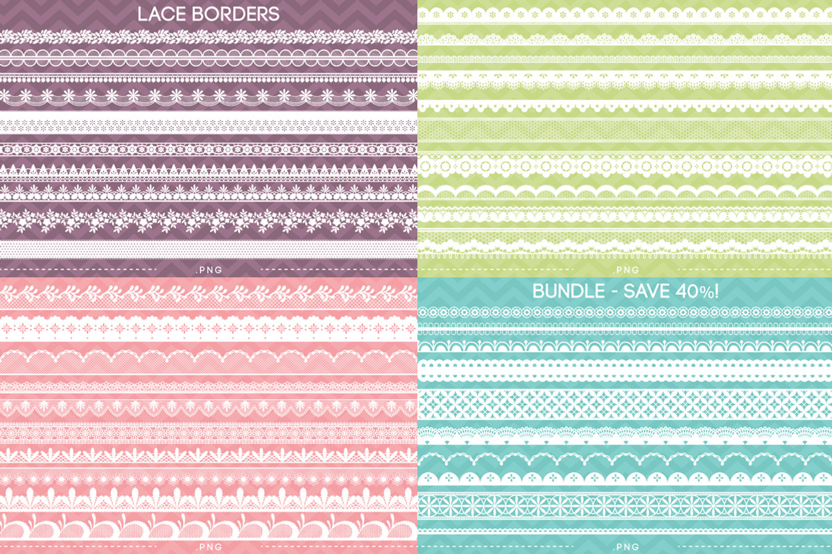 40 Lace Borders Bundle Save 40%, a Decorative Illustration by AzmariDigitals (Photo 1 of 5)