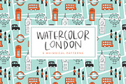 Watercolor London Seamless Patterns, a Pattern Graphic by MontgomeryFest (Thumbnail 1 of 4)
