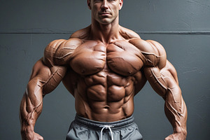 Muscular Bodybuilder Posing in Gym, a Sports & Recreation Photo by Stock Shape