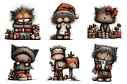 Watercolor Christmas Cat Clipart, an Illustration by Daily.Designs (Thumbnail 2 of 5)