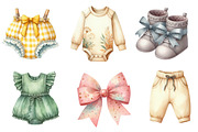 Baby clothes watercolor clipart, an Illustration by CreationArt (Thumbnail 5 of 6)