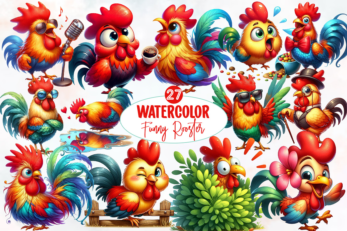 Funny Rooster Clipart, an Animal Illustration by Designworld (Photo 1 of 5)