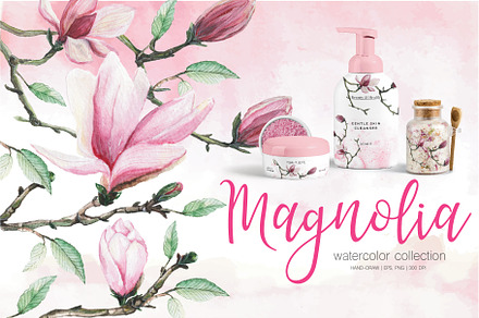 Blossom Magnolia watercolor clipart