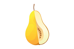 Yellow pear food cut half, piece, a Food Illustration by the8monkey