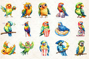 Watercolor Funny Parrots Clipart, an Illustration by Rose Art (Thumbnail 2 of 3)