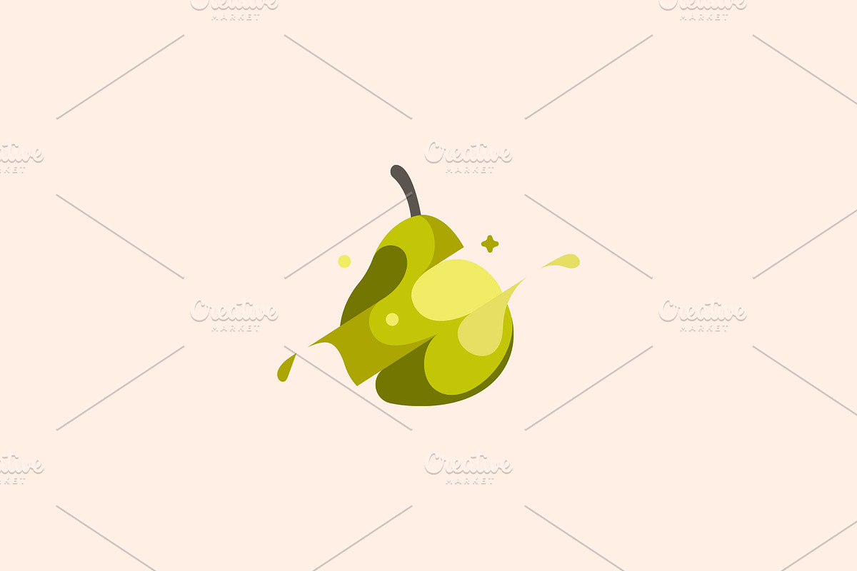 Pear with splashes vector logo, a Templates & Theme by Himalia1
