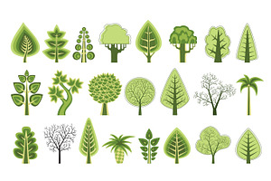flat silhouettes of trees, a Decorative Illustration by AlexZeL