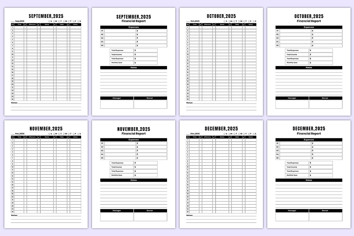 2025 Restaurant Reservation Book, a Stationery Template by Mustafiz (Photo 5 of 5)