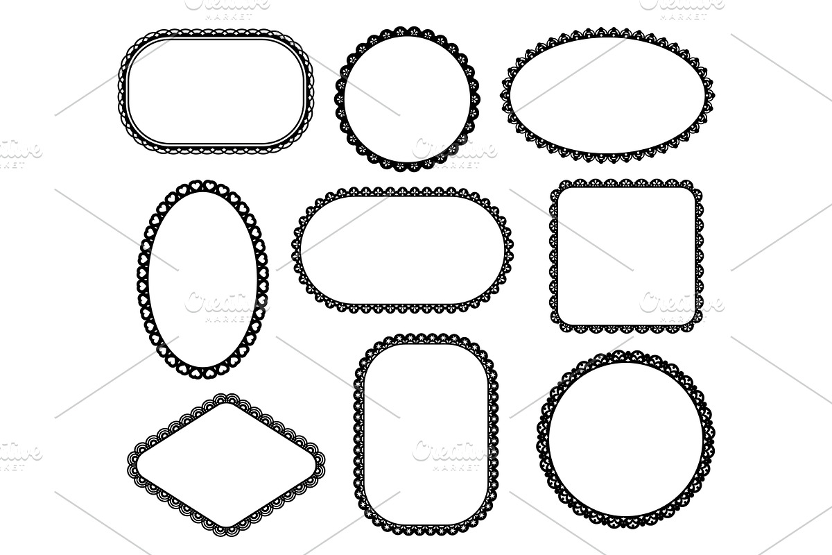 Scallop edge lace frames, a Decorative Illustration by Vector Tradition