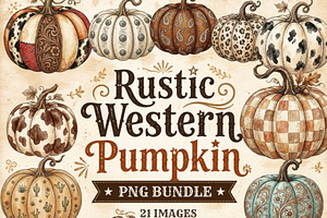 Rustic Western Pumpkin Clipart, a Seasonal Illustration by Tanya Kart