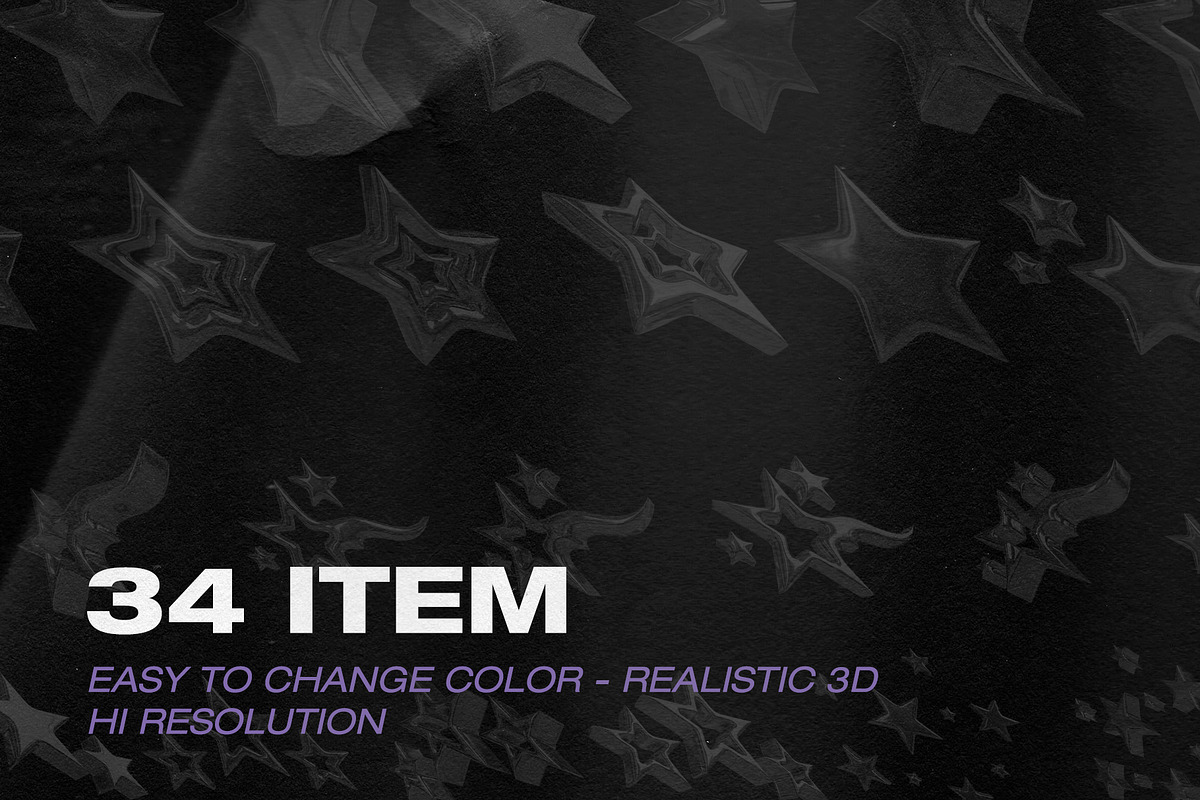 Chrome Stars Collection - 34 Png, an Object Graphic by Hainz Studio (Photo 10 of 10)
