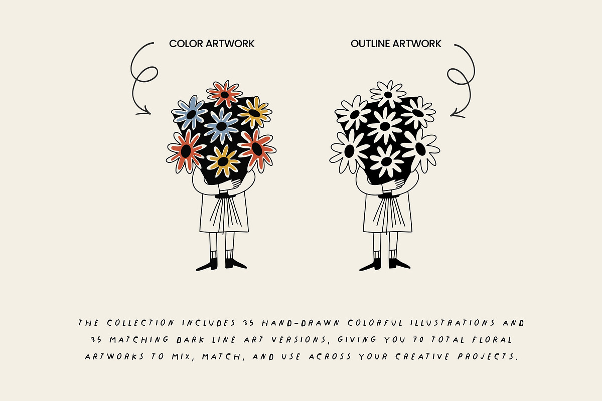 Bloomfolk: 35 Floral Character Pack, a Person Illustration by Veyla (Photo 3 of 13)