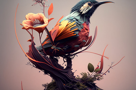 Colored Bird Is On Earth