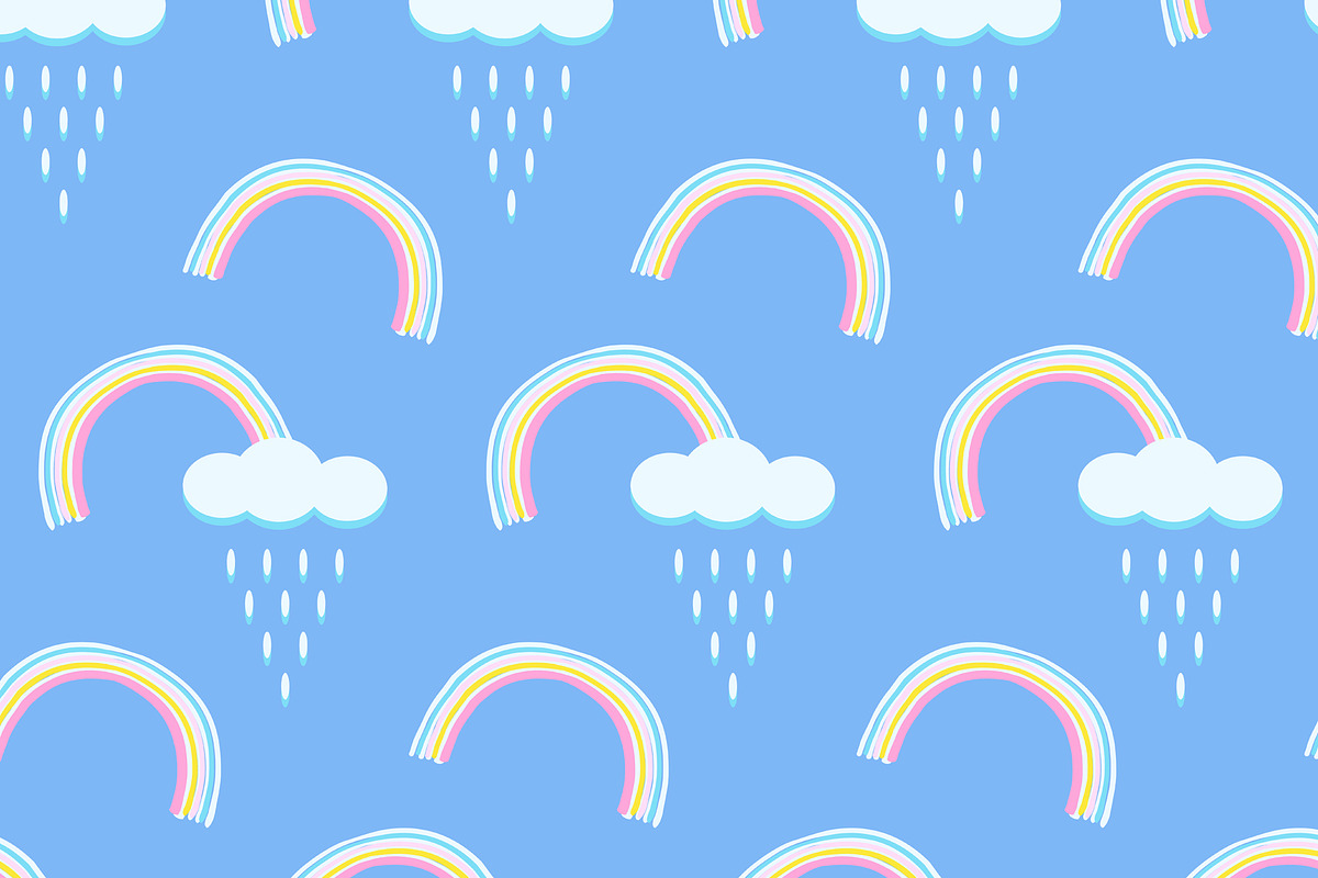Rainbow Clouds Coordinate for Ducks, a Pattern Graphic by Sharon Schwalbe