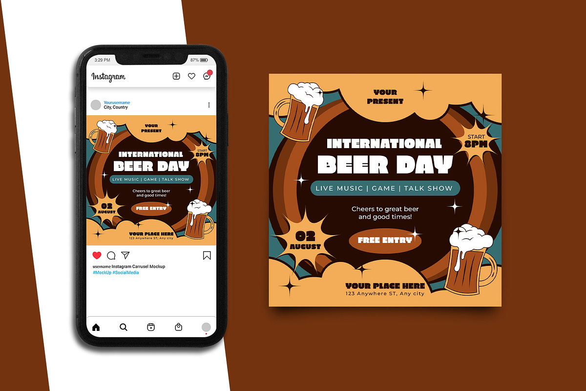 Beer Day Instagram Post Template, a Social Media Template by Artnivora.Std (Photo 3 of 5)