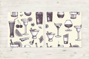 6 Seamless Alcoholic Drinks Patterns