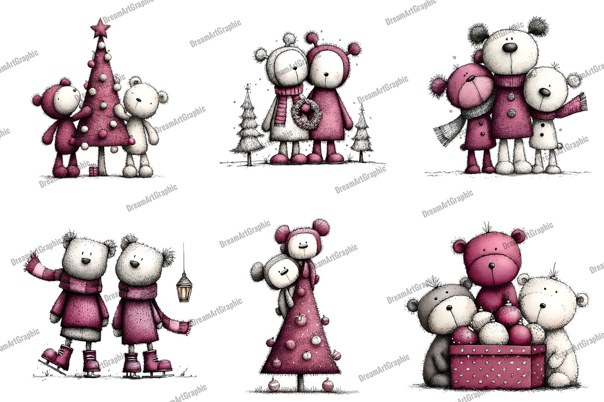 Cute Teddy Bear Couple Clipart, an Illustration by DreamArtGraphic (Photo 4 of 5)
