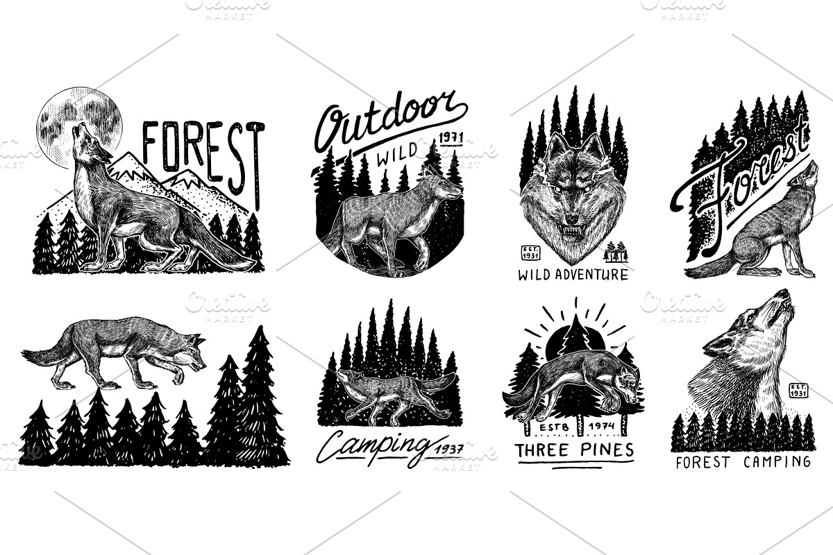 Gray wolf logo and badge, an Animal Illustration by Arthur Balitskiy