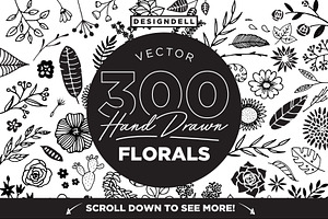 300 Hand Drawn Florals