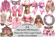 Watercolor Pink Cowgirl Clipart, a Seasonal Illustration by CitraGraphics (Thumbnail 1 of 5)
