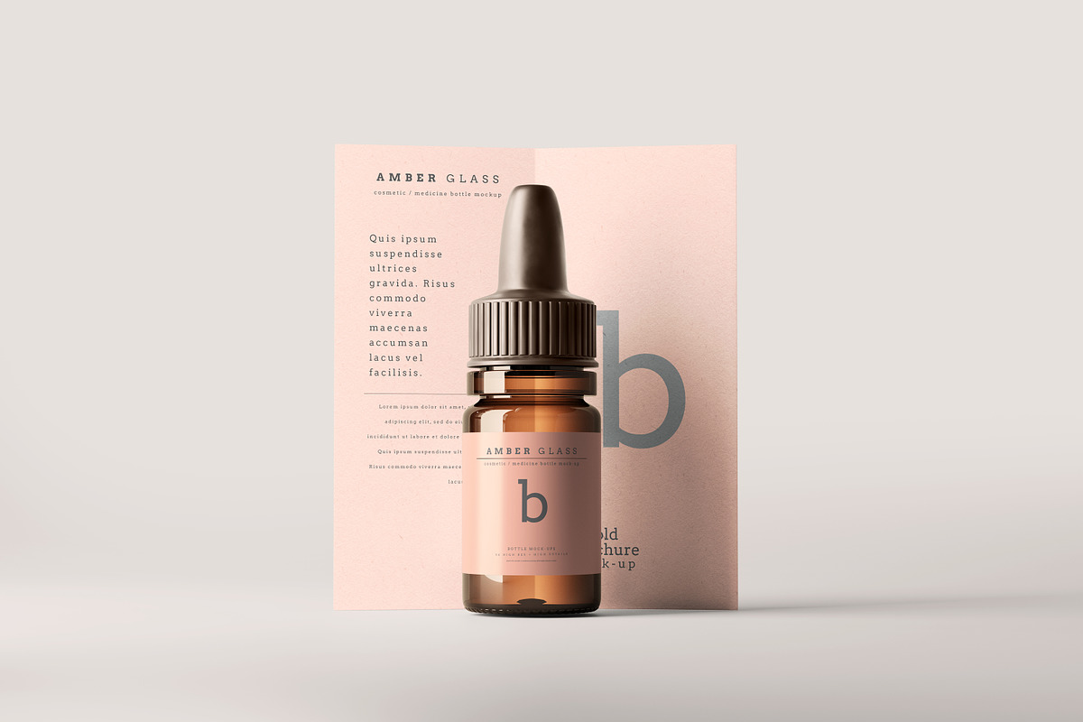 Amber Glass Dropper Bottle Mockups, a Cups & Container Mockup by pmvch (Photo 7 of 20)