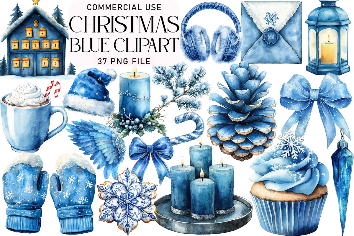 Christmas Blue Clipart PNG, an Illustration by Daily.Designs (Photo 1 of 5)