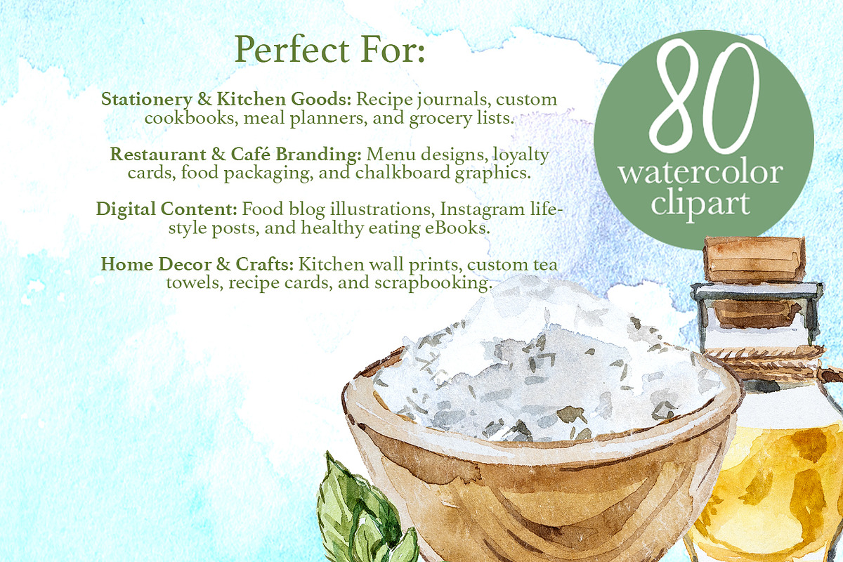 Salad Watercolor Clipart Set, a Food Illustration by ArtCreationsDesign (Photo 13 of 13)