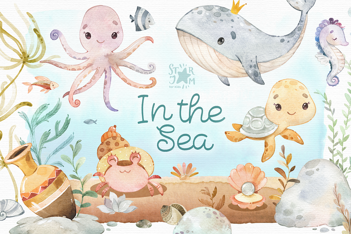 In The Sea. Watercolor Collection, an Animal Illustration by StarJam (Photo 1 of 5)