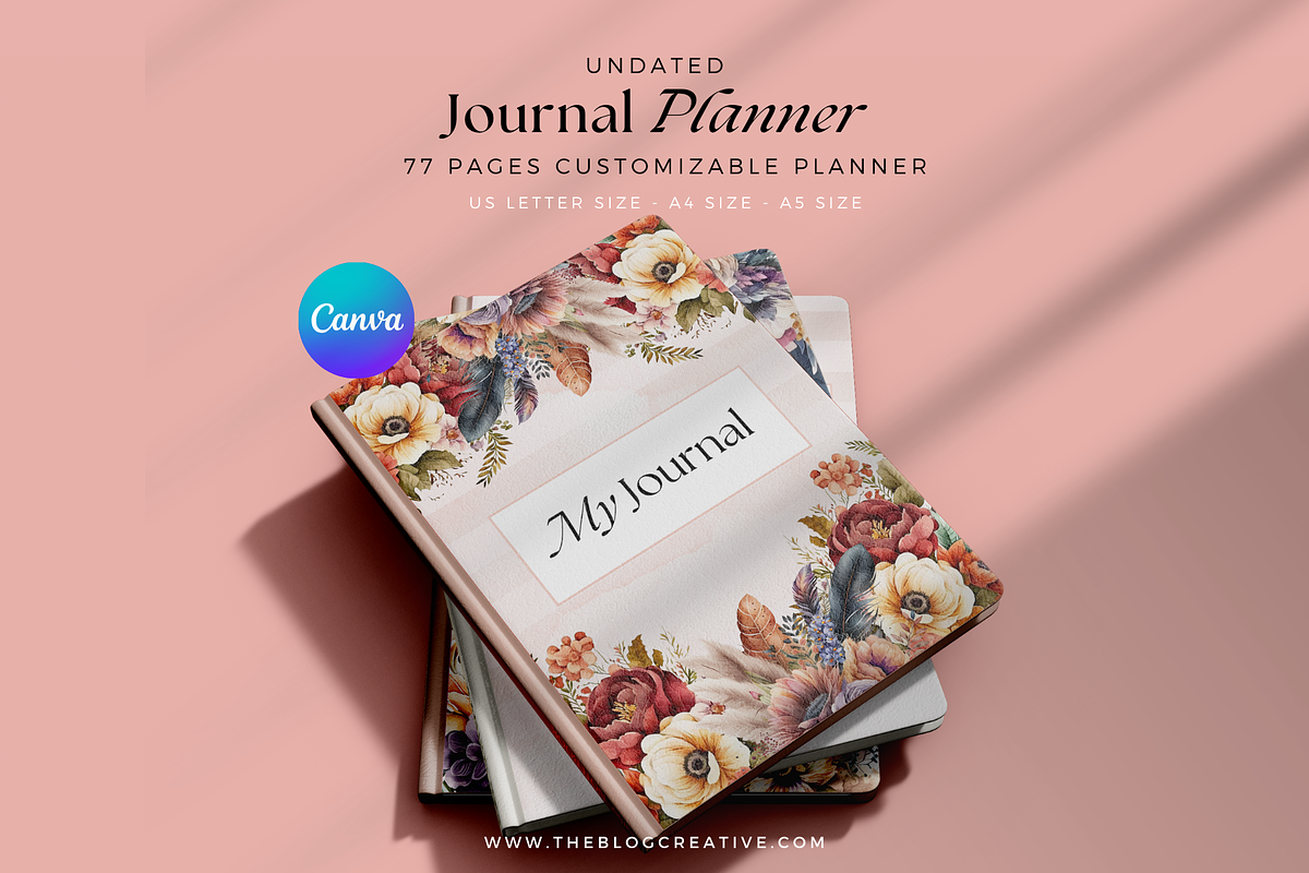 Undated Journal Planner Canva, a Stationery Template by The Blog Creative (Photo 1 of 10)