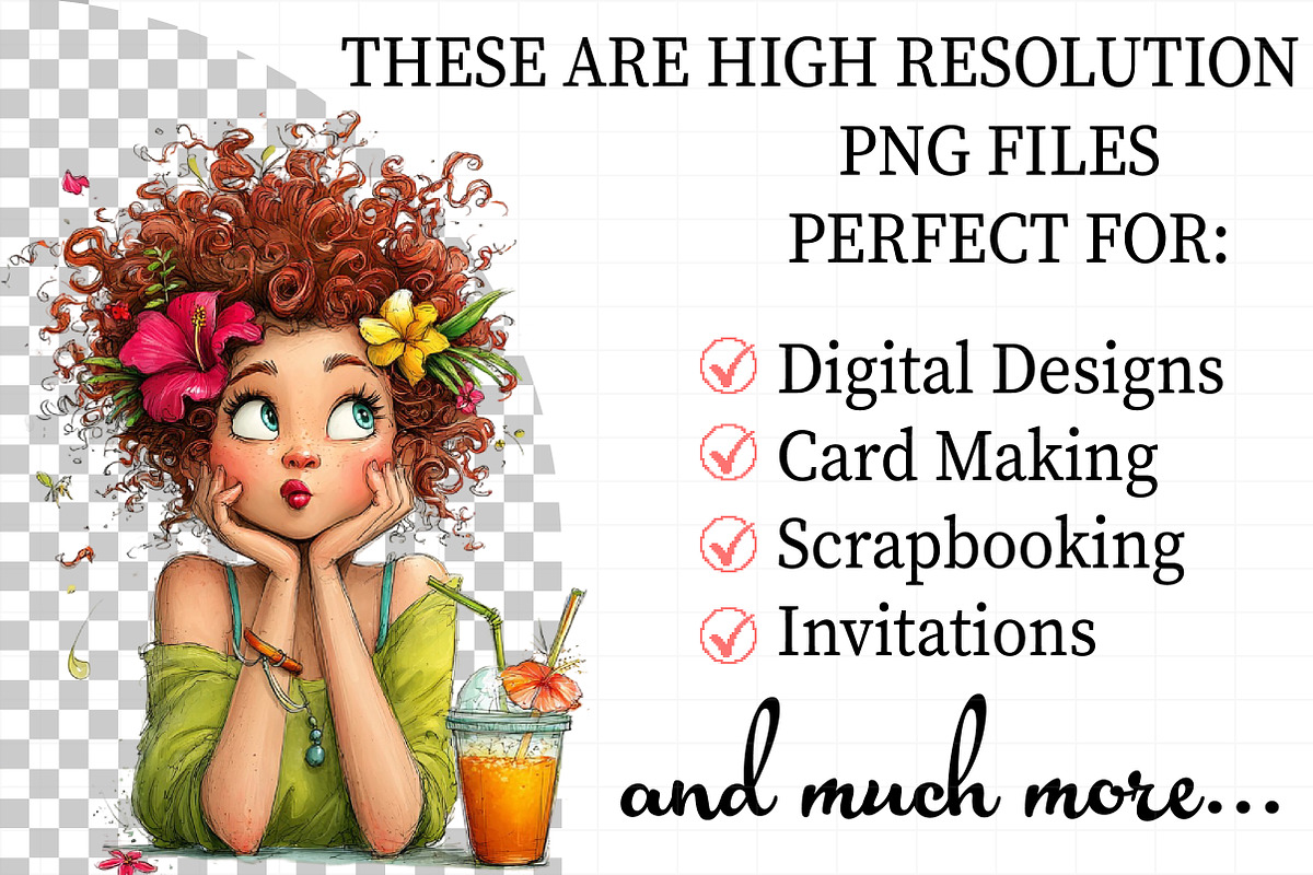 Whimsical Summer Coffee Girl Clipart, an Illustration by Daily.Designs (Photo 2 of 8)