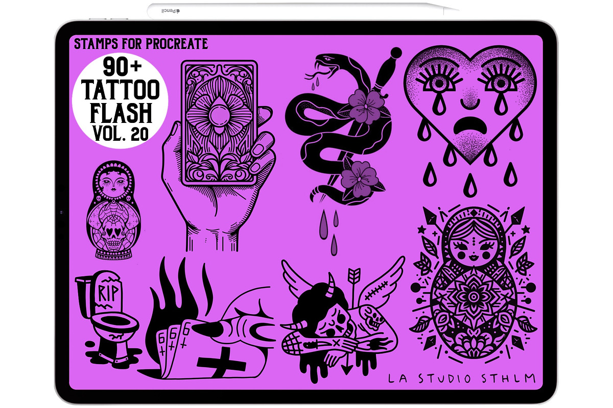 Tattoo Flash Vol. 20 - Stamp Set, a Brush Add-On by LA Studio Sthlm (Photo 4 of 6)