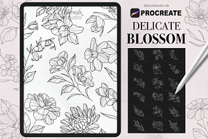 Procreate Delicate Blossom Stamps