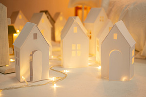 Paper town christmas decoration stock photo containing architecture and art