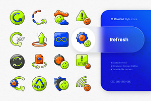 Refresh Colored Icons, an Outline Icon by cidcud_graphic