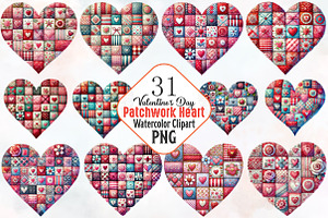 Patchwork heart valentine day Png, an Illustration by RobertsArt