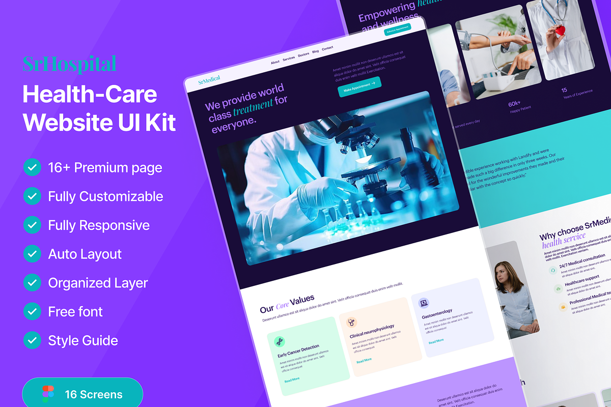 Medical & Healthcare Website Ui kit, an UI Kit Template by Ahmed Rubel (Photo 1 of 5)