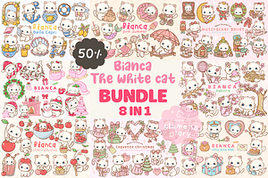 Cute Kawaii Cat Clipart PNG Bundle, an Animal Illustration by Blumensdiary