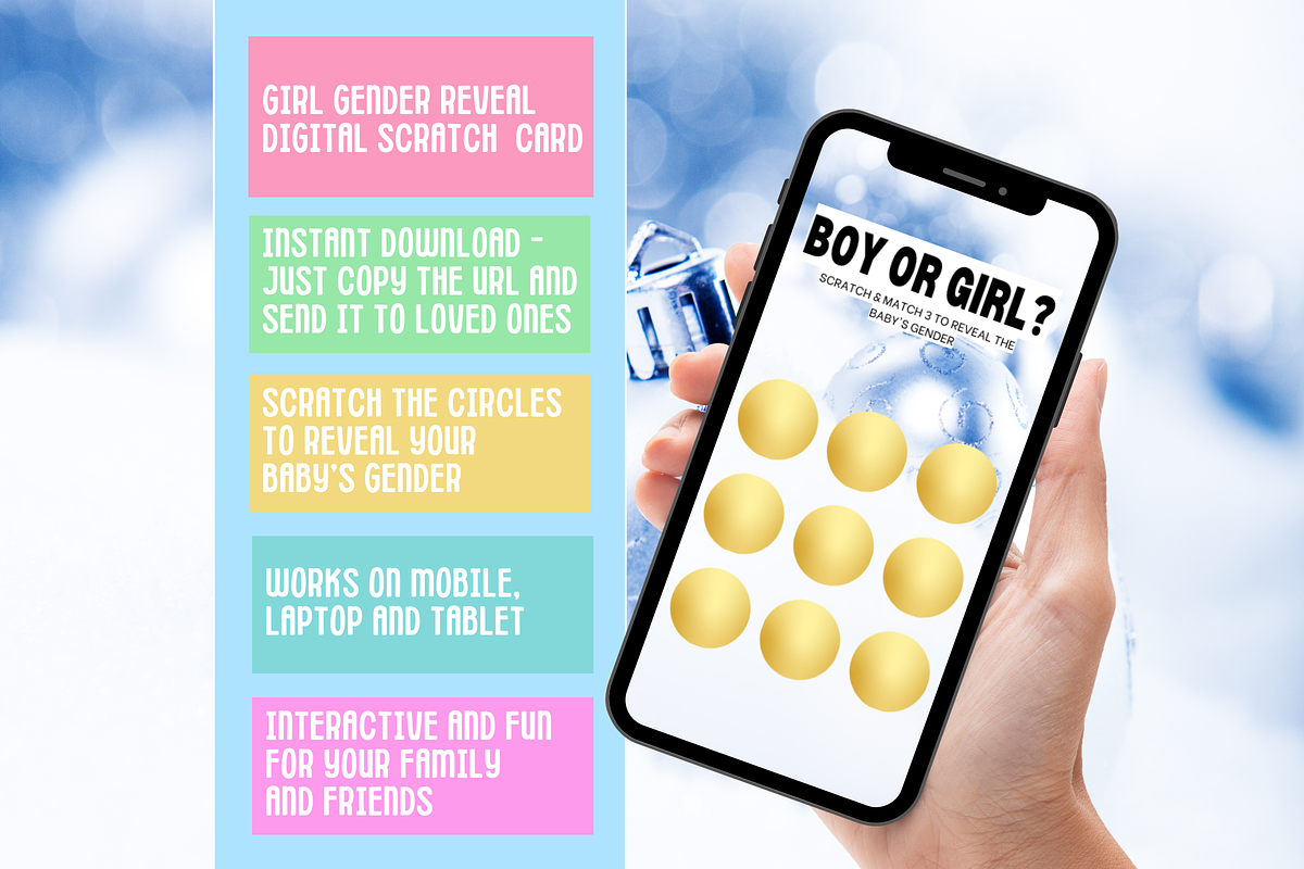 Christmas GIRL Gender Reveal Card, a Landing Page Template by SunshineStudioBoutique (Photo 1 of 8)