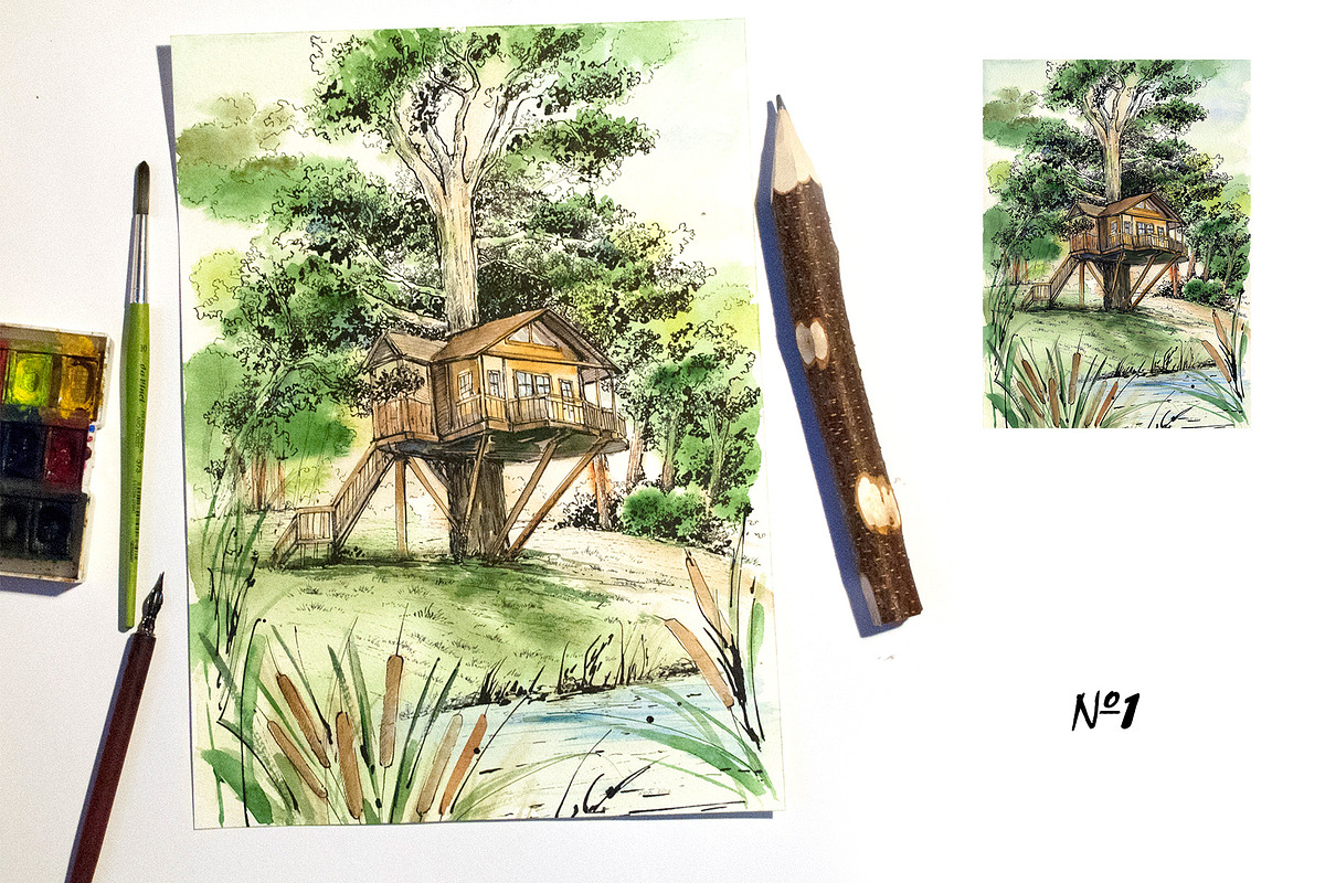 Houses in the nature, a Decorative Illustration by Ana Capree (Photo 1 of 7)