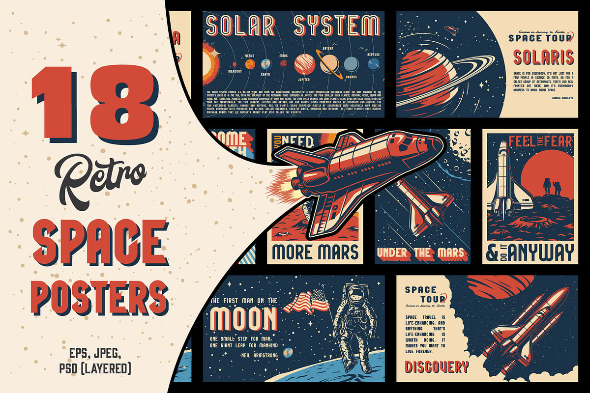 18 Retro Space Posters, a Brochure Template by DGIM studio (Photo 1 of 5)