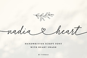 Nadia Heart Script Font with Swash, a Script Font by Typebae (Thumbnail 1 of 9)