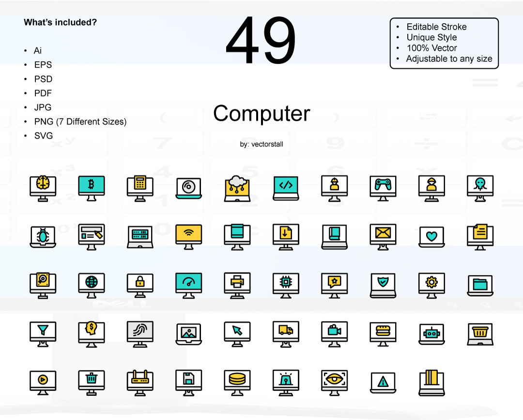 Computer, an Outline Icon by Vector Stall | Creative Market