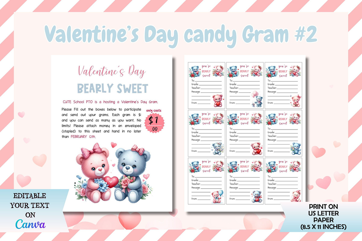 Editable Valentine's Day Candy Grams, a Templates & Theme by Adalin Shop (Photo 3 of 6)