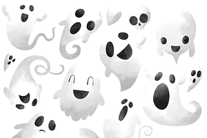 Watercolor Ghosts Clipart